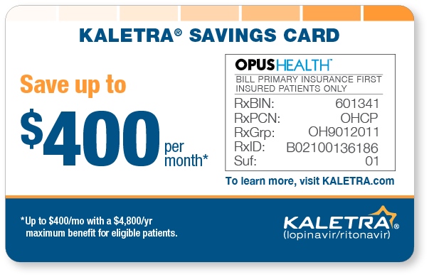 KALETRA copay card; savings 2